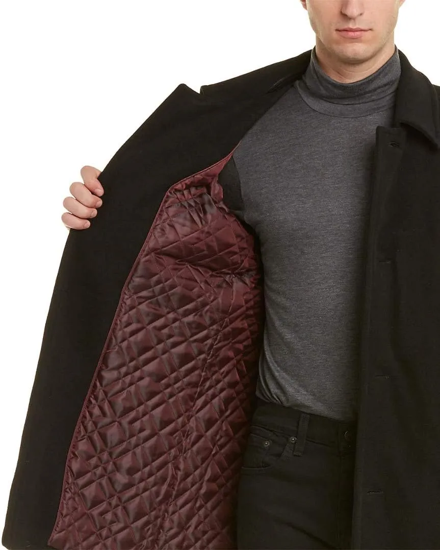 Cole Haan Men's Button Up Wool Plush Car Coat