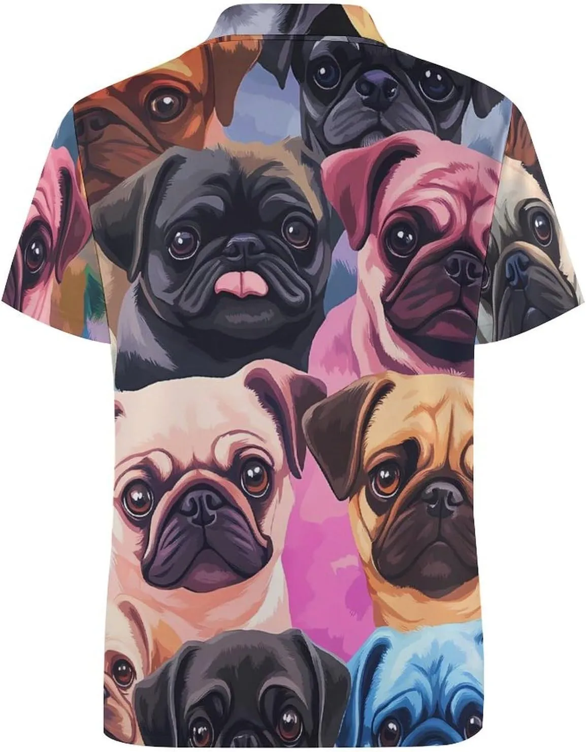Colorful Pug Dog Slim Fit Men's Short Sleeve Polo Shirts Quick-Dry Breathable Golf T-Shirt Tops