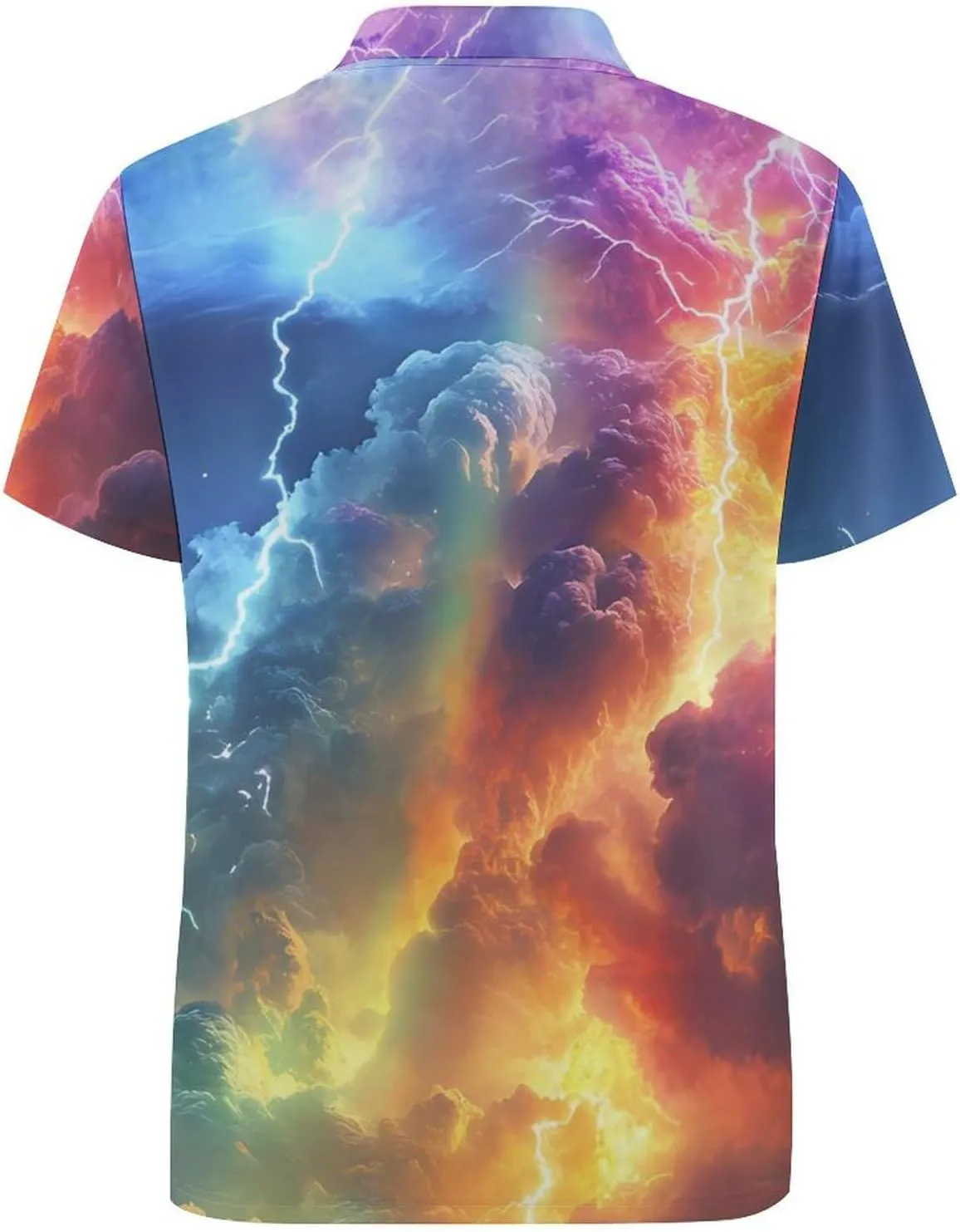 Colorful Rainbow Thunder Slim Fit Men's Short Sleeve Polo Shirts Quick-Dry Breathable Golf T-Shirt Tops