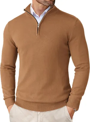 COOFANDY Men's Quarter Zip Up Sweaters Slim Fit Lightweight Mock Neck Pullover Casual Polo Sweaters