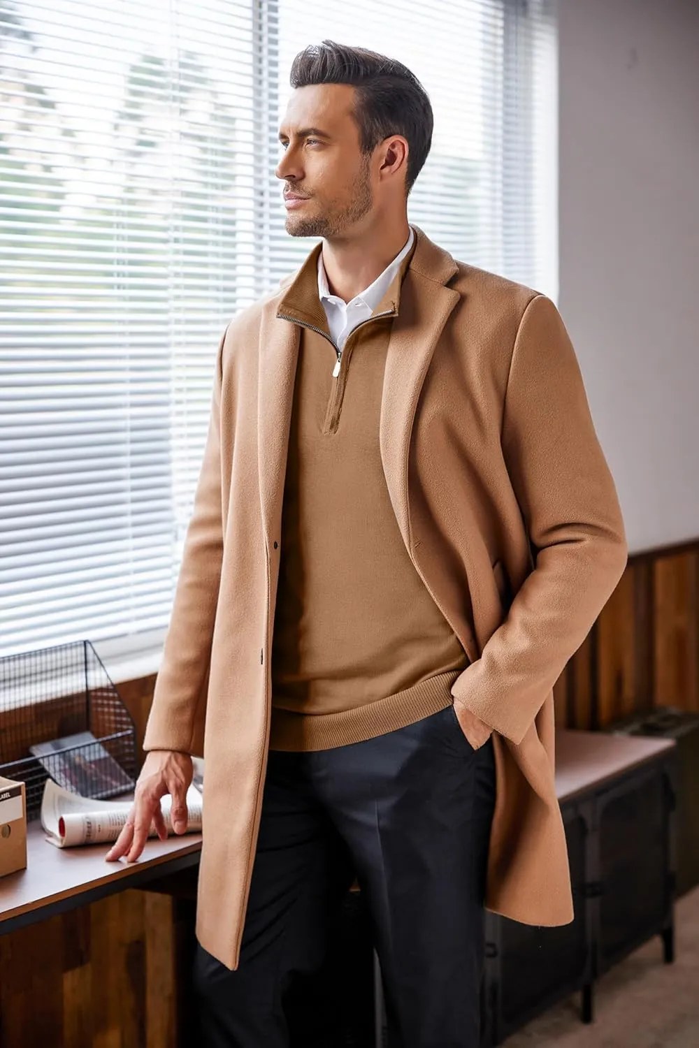 COOFANDY Men's Quarter Zip Up Sweaters Slim Fit Lightweight Mock Neck Pullover Casual Polo Sweaters