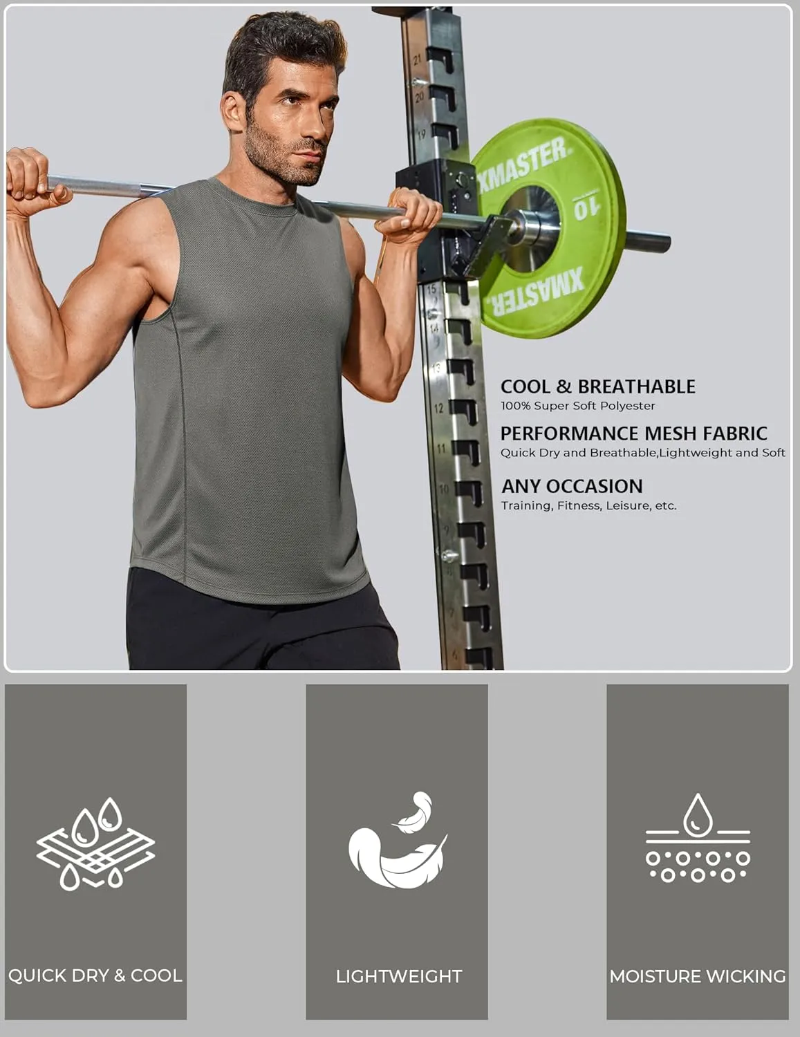 COOFANDY Men's Workout Gym Tank Tops Dry Fit Pack Sleeveless Muscle Shirts Breathable Running Tank