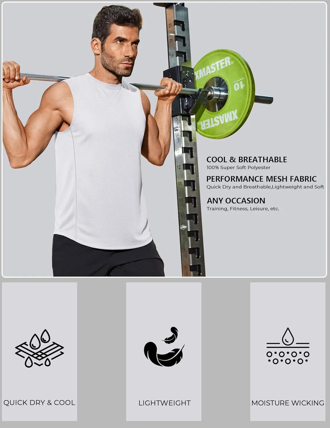 COOFANDY Men's Workout Gym Tank Tops Dry Fit Pack Sleeveless Muscle Shirts Breathable Running Tank