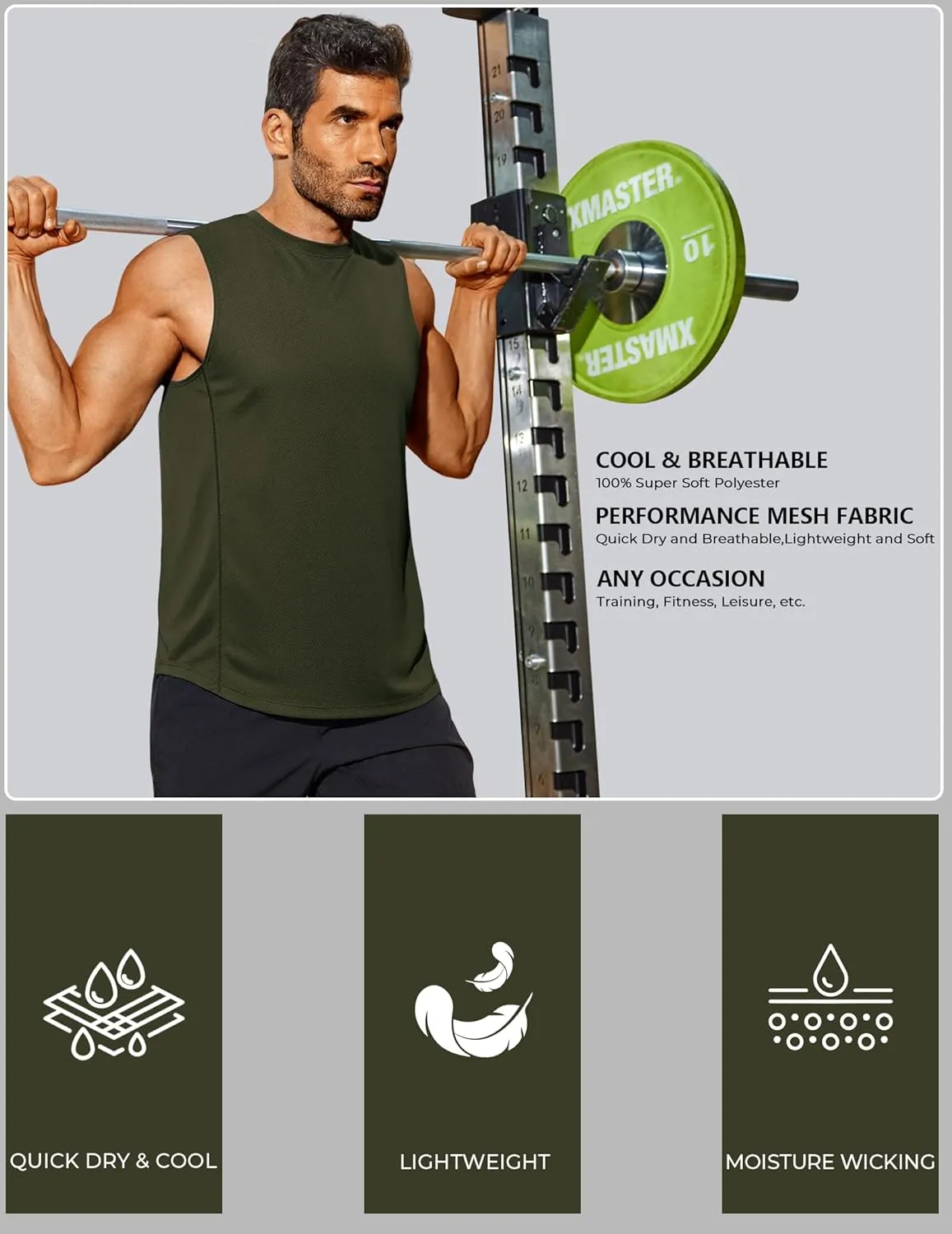 COOFANDY Men's Workout Gym Tank Tops Dry Fit Pack Sleeveless Muscle Shirts Breathable Running Tank