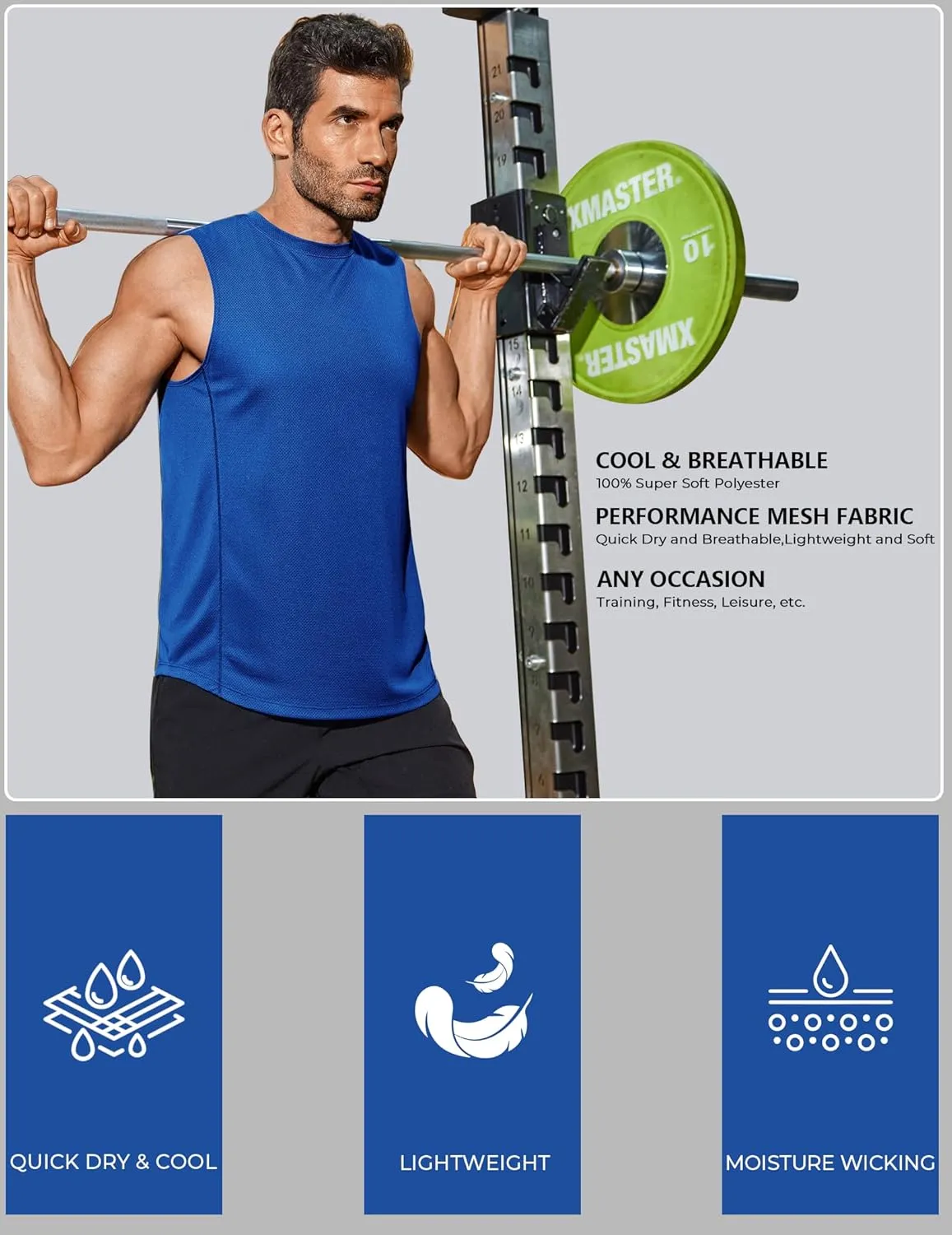 COOFANDY Men's Workout Gym Tank Tops Dry Fit Pack Sleeveless Muscle Shirts Breathable Running Tank