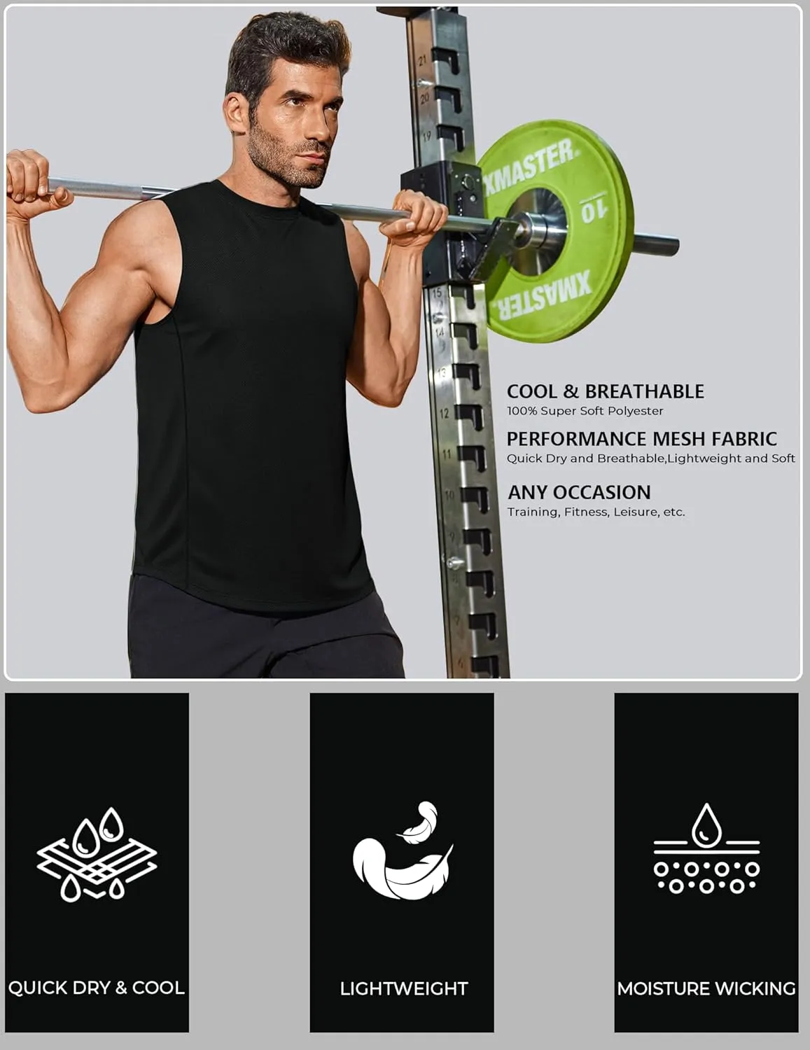 COOFANDY Men's Workout Gym Tank Tops Dry Fit Pack Sleeveless Muscle Shirts Breathable Running Tank