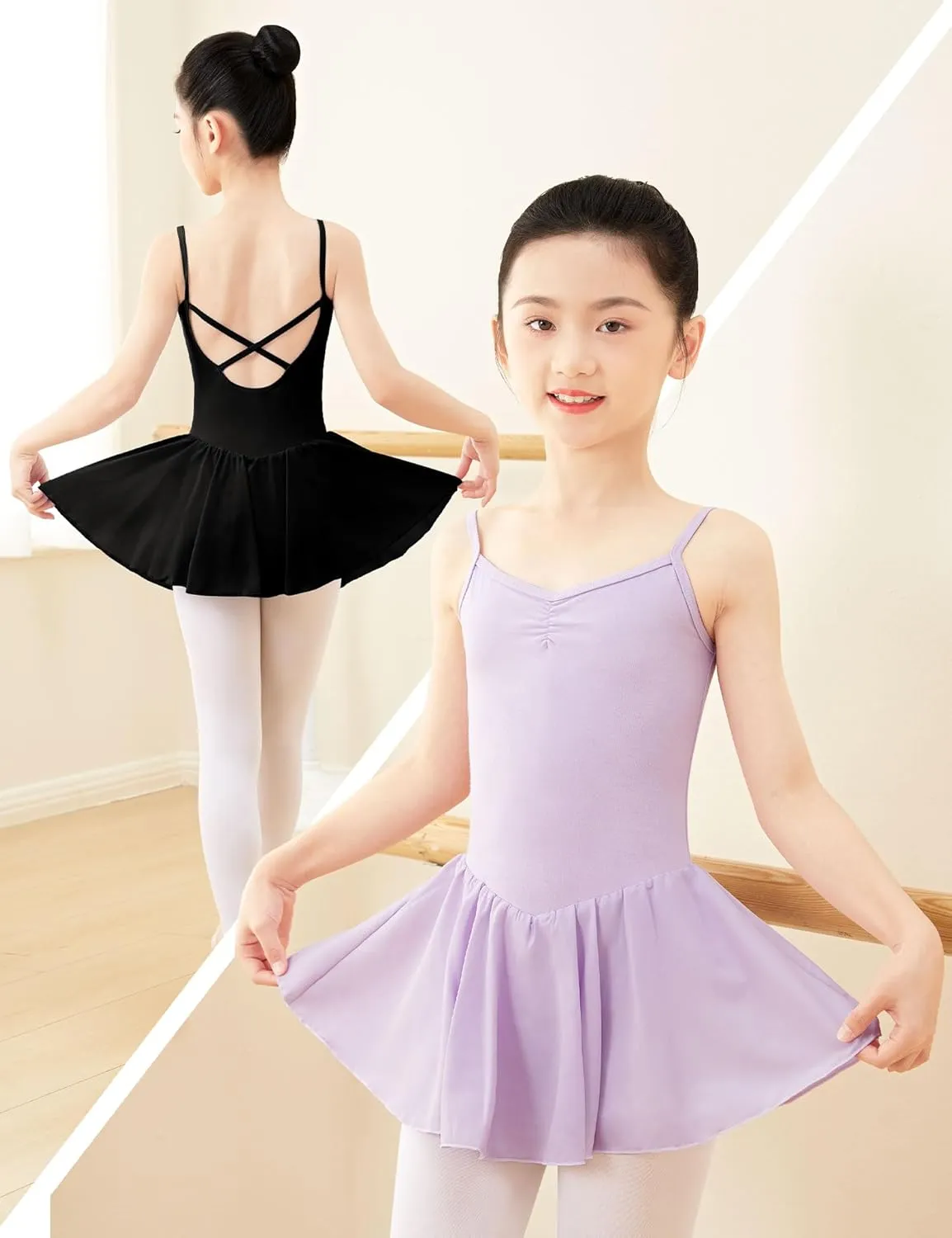 Cotton Ballet Leotard with Skirt - Breathable Dance Leotards for Toddlers to Big Girls