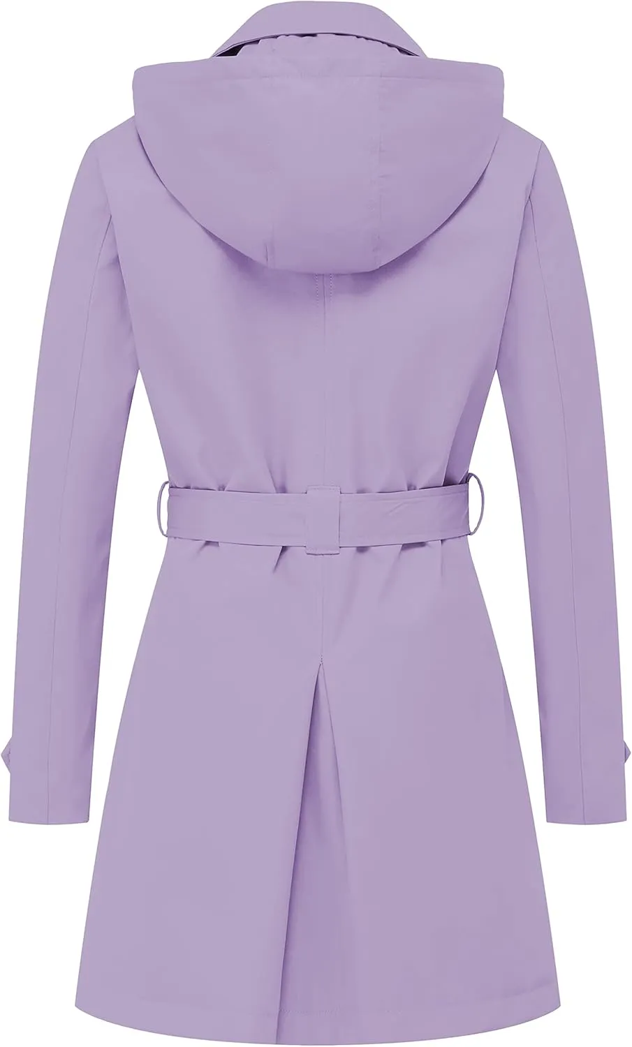 CREATMO US Women's Trench Coat Double-Breasted Classic Lapel Overcoat Belted Slim Outerwear Coat with Detachable Hood