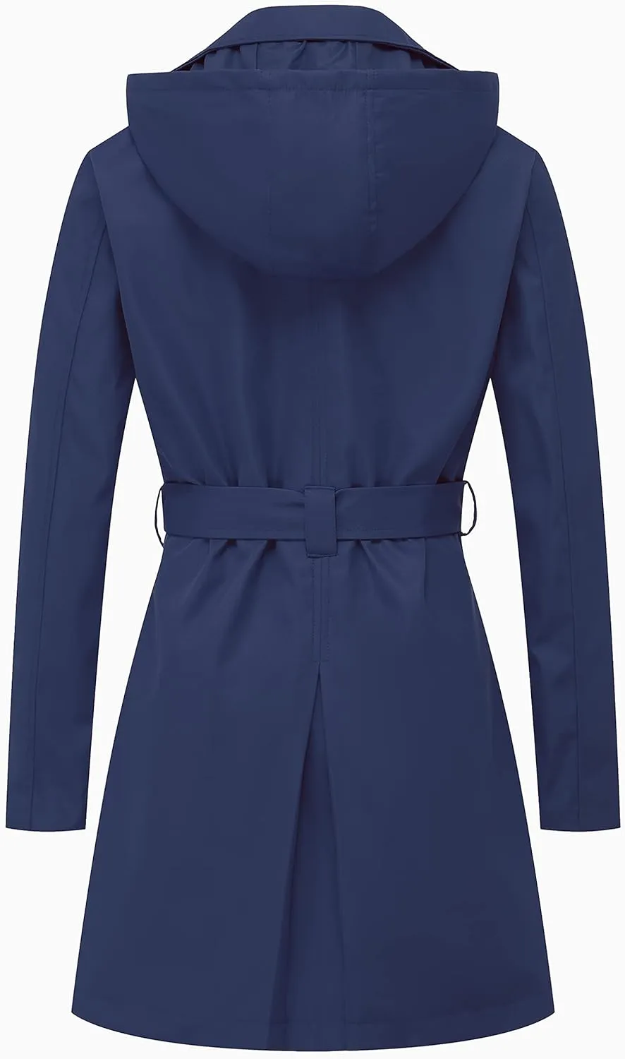 CREATMO US Women's Trench Coat Double-Breasted Classic Lapel Overcoat Belted Slim Outerwear Coat with Detachable Hood