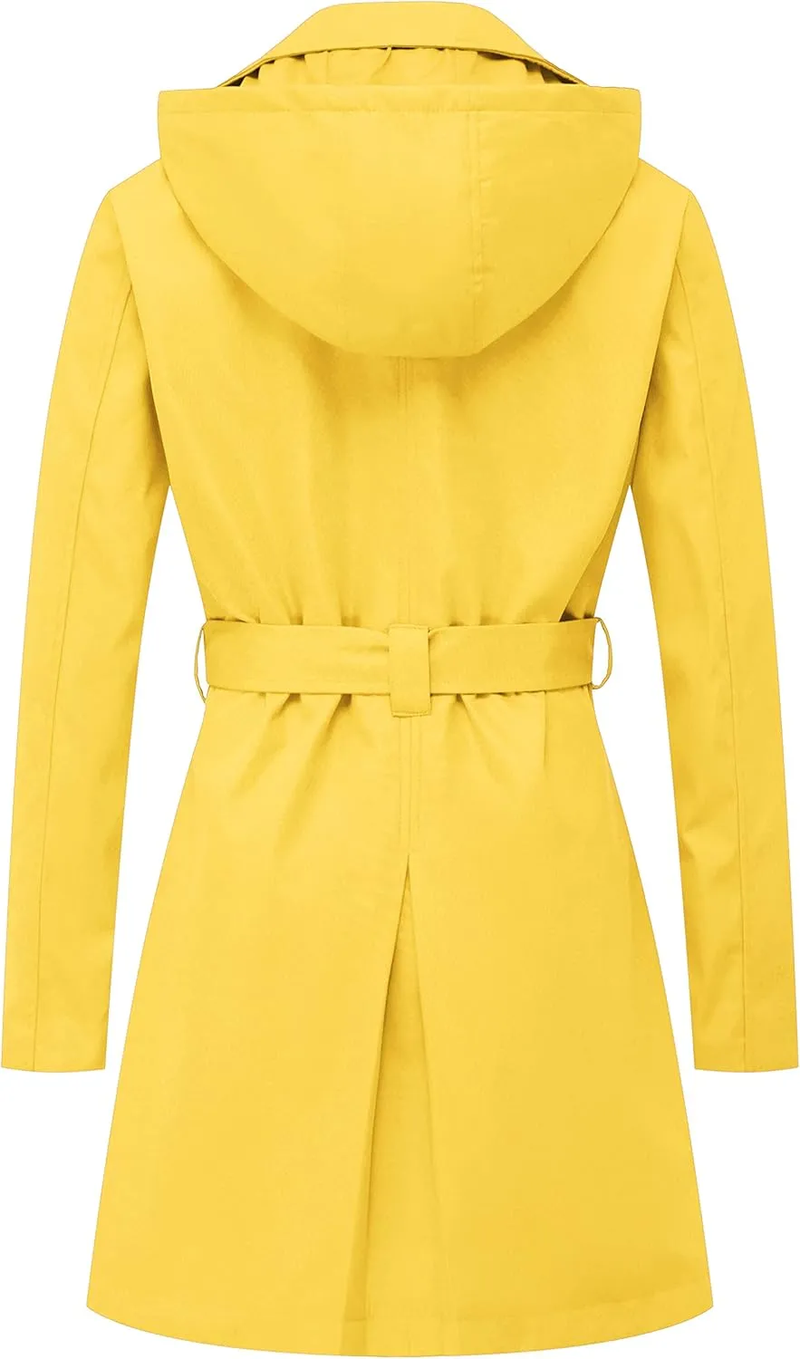 CREATMO US Women's Trench Coat Double-Breasted Classic Lapel Overcoat Belted Slim Outerwear Coat with Detachable Hood
