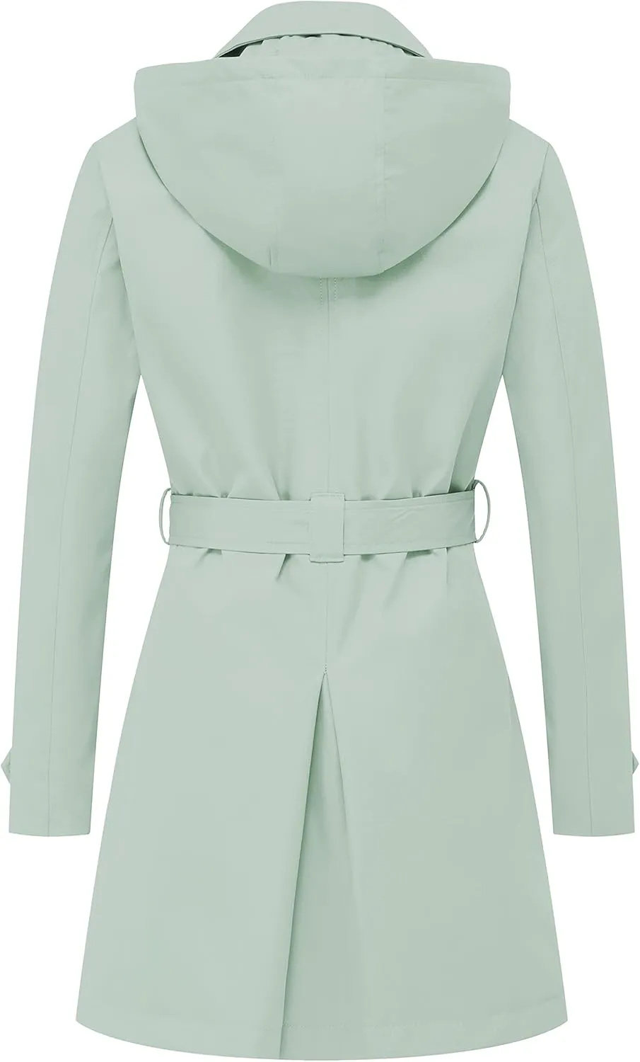 CREATMO US Women's Trench Coat Double-Breasted Classic Lapel Overcoat Belted Slim Outerwear Coat with Detachable Hood