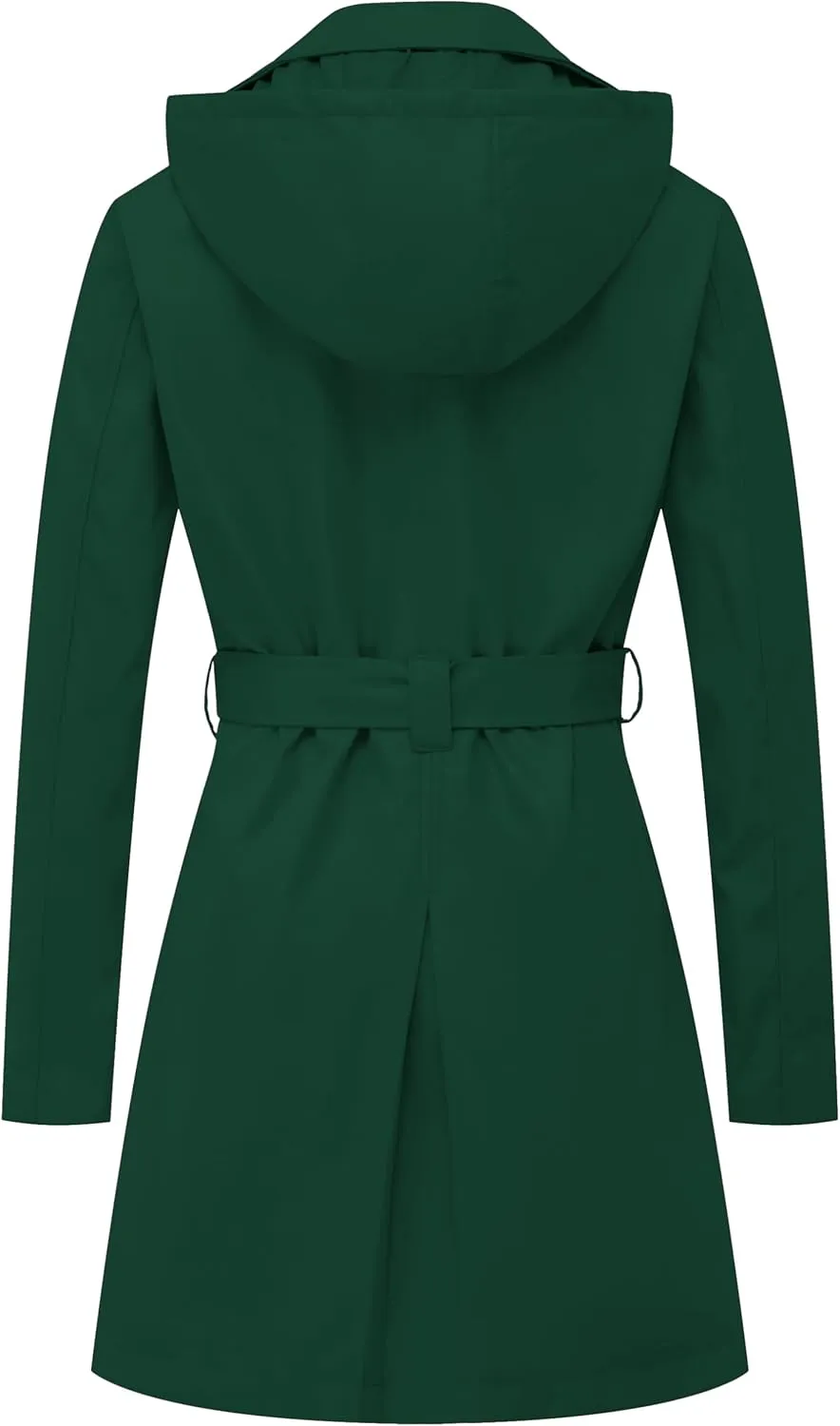 CREATMO US Women's Trench Coat Double-Breasted Classic Lapel Overcoat Belted Slim Outerwear Coat with Detachable Hood