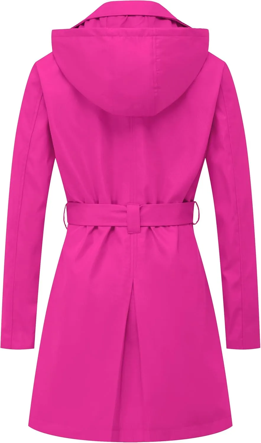 CREATMO US Women's Trench Coat Double-Breasted Classic Lapel Overcoat Belted Slim Outerwear Coat with Detachable Hood