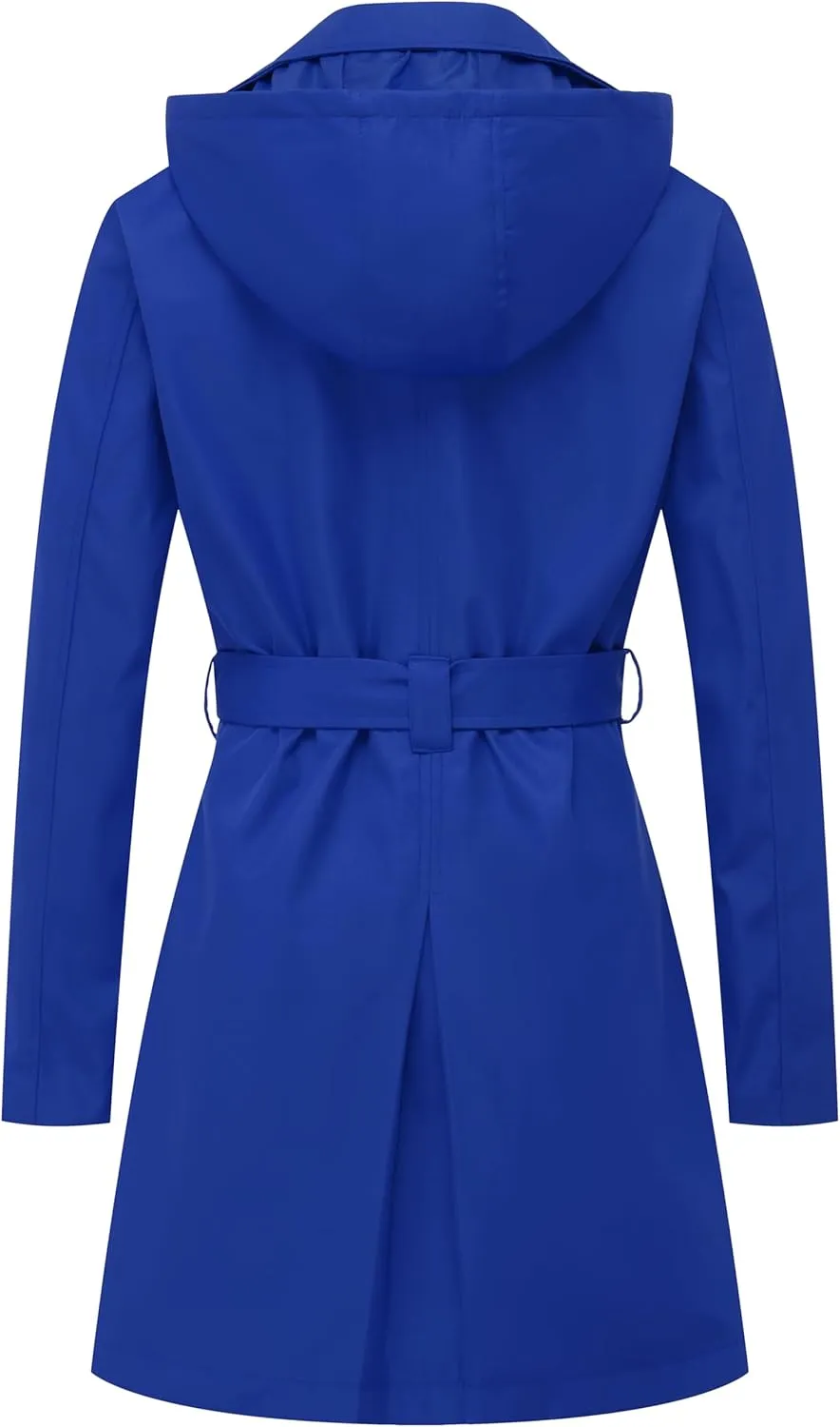 CREATMO US Women's Trench Coat Double-Breasted Classic Lapel Overcoat Belted Slim Outerwear Coat with Detachable Hood