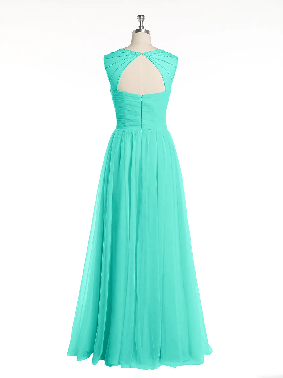 Cross-Pleated Tulle Long Dresses with Beaded Straps Spa Plus Size