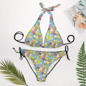 Cute Rubber Duckie Bikini, Halter Bikini Set, Women's bikini, Rubber Duckie Print Swimsuit, Two Piece bikini set, Kawaii Bikini, Cute Bikini