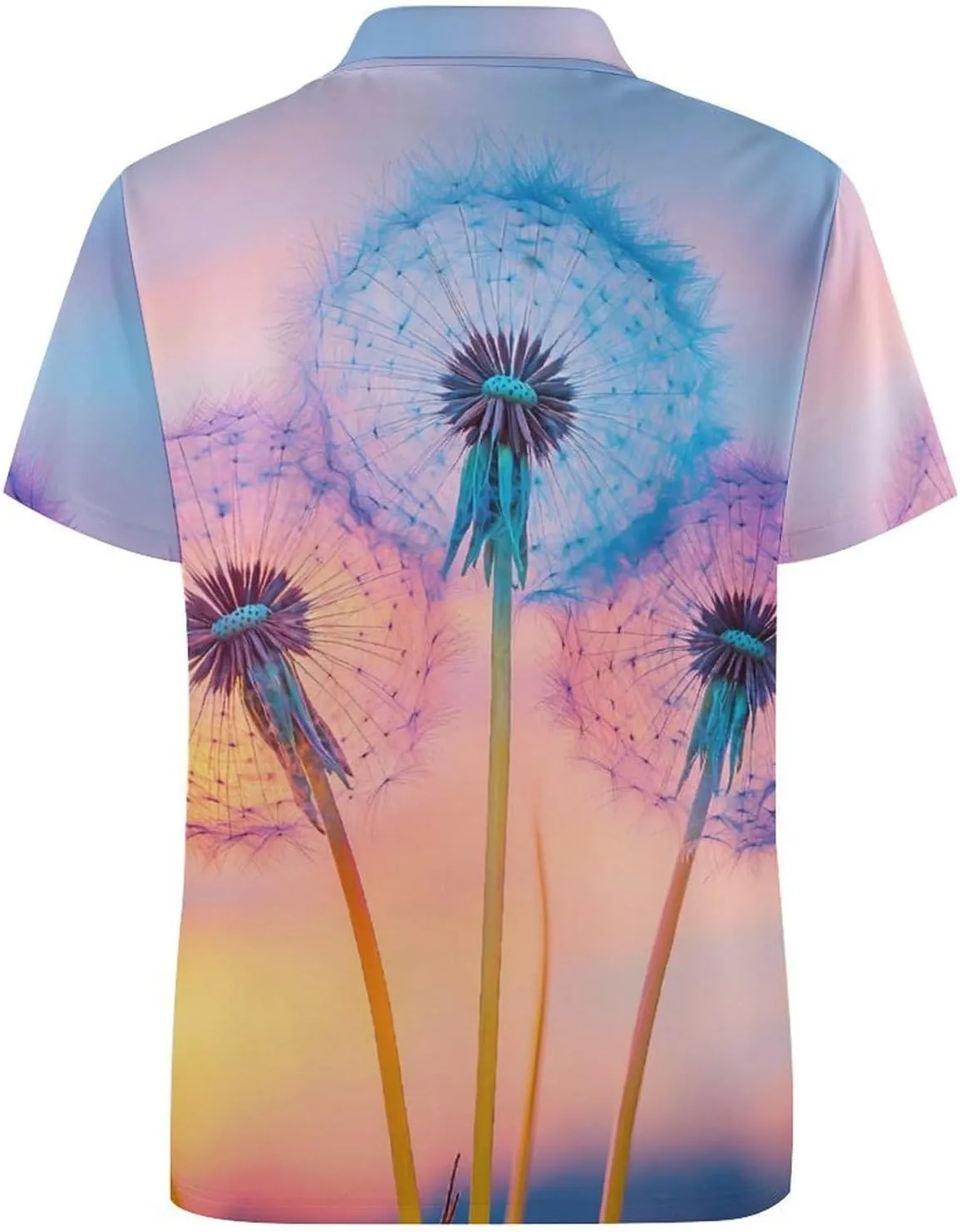 Dandelion Sunset Slim Fit Men's Short Sleeve Polo Shirts Quick-Dry Breathable Golf T-Shirt Tops