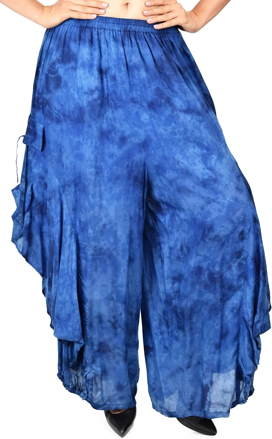 Dare2BStylish Women Loose Fit Elastic Waist Boho Wide Leg Palazzo Pants