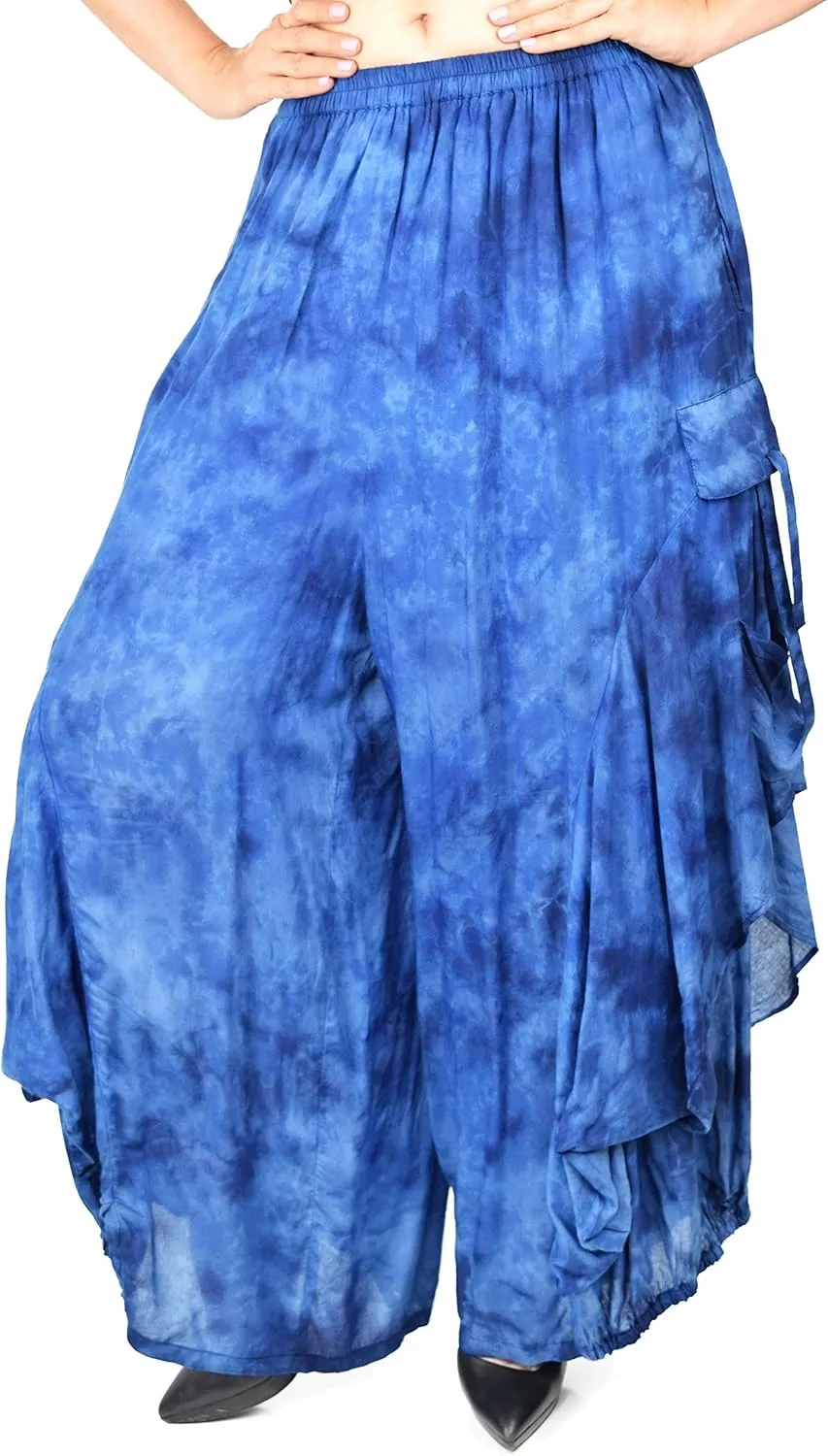 Dare2BStylish Women Loose Fit Elastic Waist Boho Wide Leg Palazzo Pants