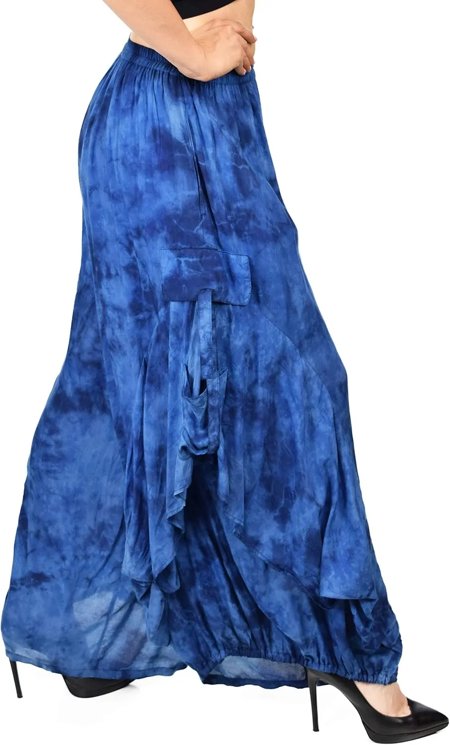 Dare2BStylish Women Loose Fit Elastic Waist Boho Wide Leg Palazzo Pants