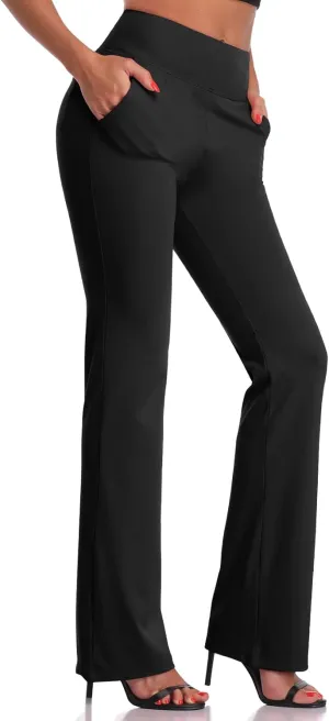 DAYOUNG Bootcut Yoga Pants for Women Tummy Control Workout Bootleg Pants High Waist 4 Way Stretch Pants