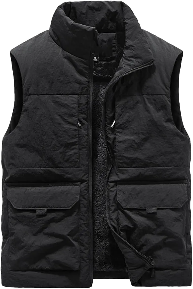 Dcvmvmn Men Winter Lightweight Warm Down Cotton-Padded Vest Coat Thickened Sleeveless Jacket