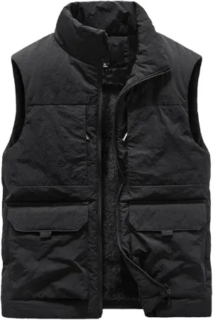Dcvmvmn Men Winter Lightweight Warm Down Cotton-Padded Vest Coat Thickened Sleeveless Jacket