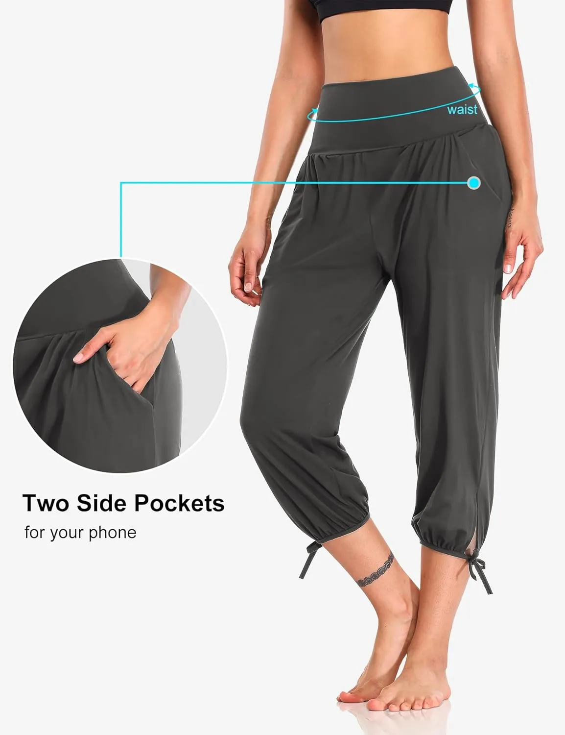 DIBAOLONG Womens Yoga Pants Capri Loose Workout Sweatpants Comfy Lounge Joggers with Pockets