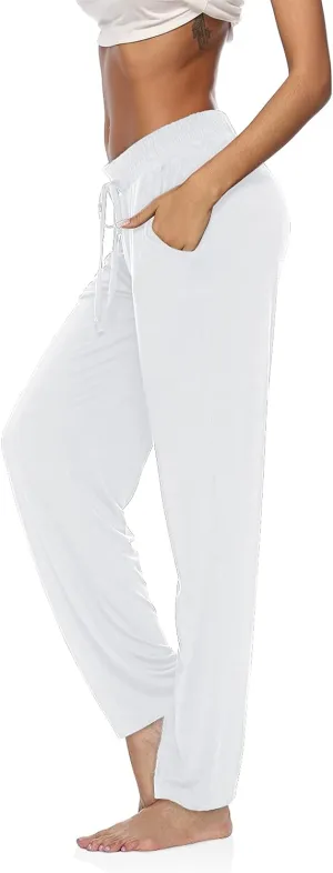 DIBAOLONG Womens Yoga Pants Wide Leg Comfy Drawstring Loose Straight Lounge Running Workout Legging