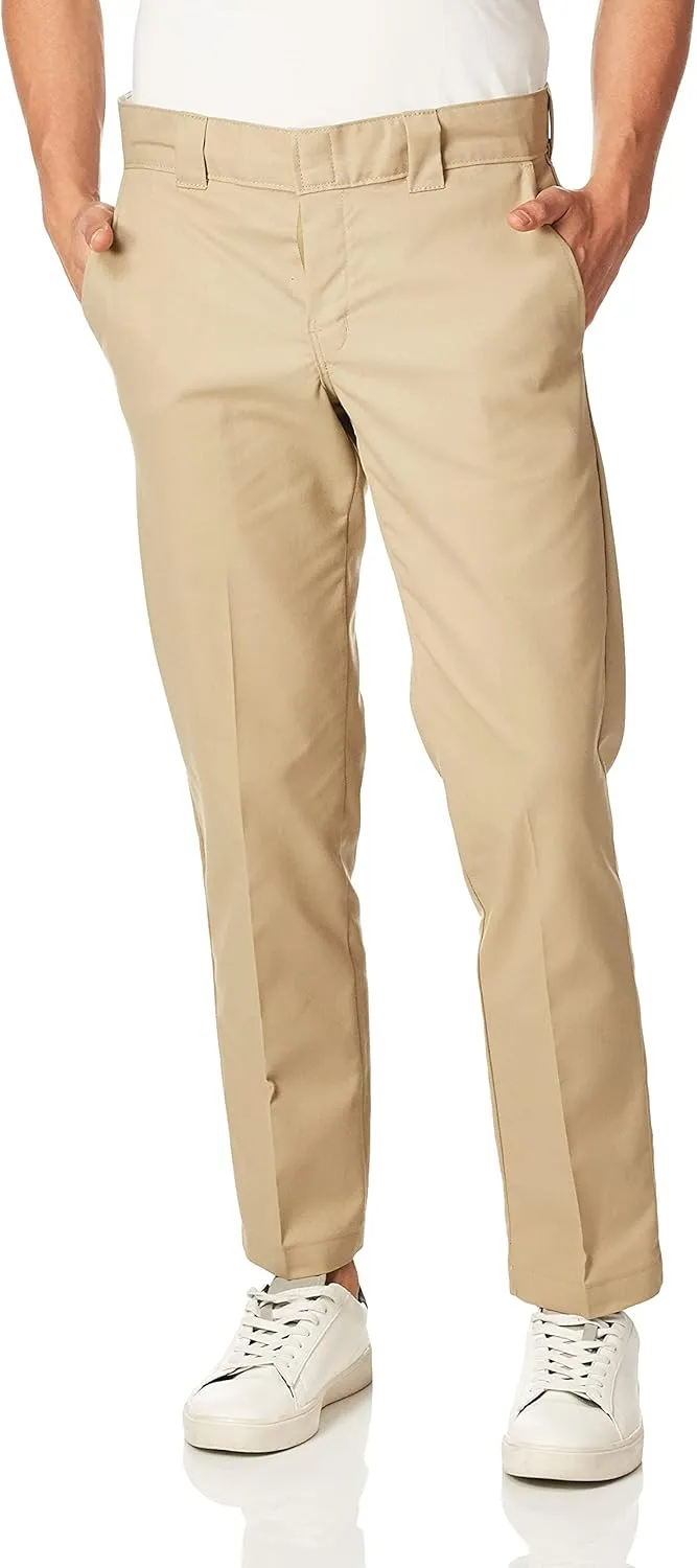Dickies mens Slim Taper Stretch Twill work utility pants, Desert Sand, 33W x 32L US