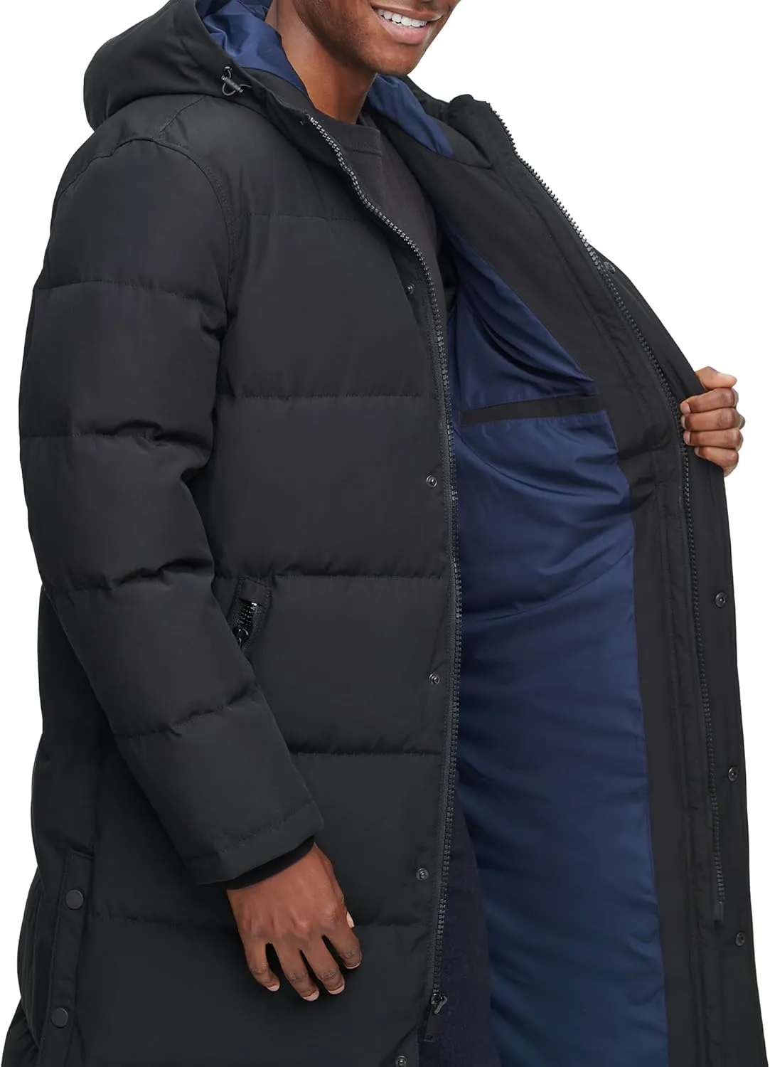 DKNY Arctic Cloth Hooded Extra Long Parka Jacket