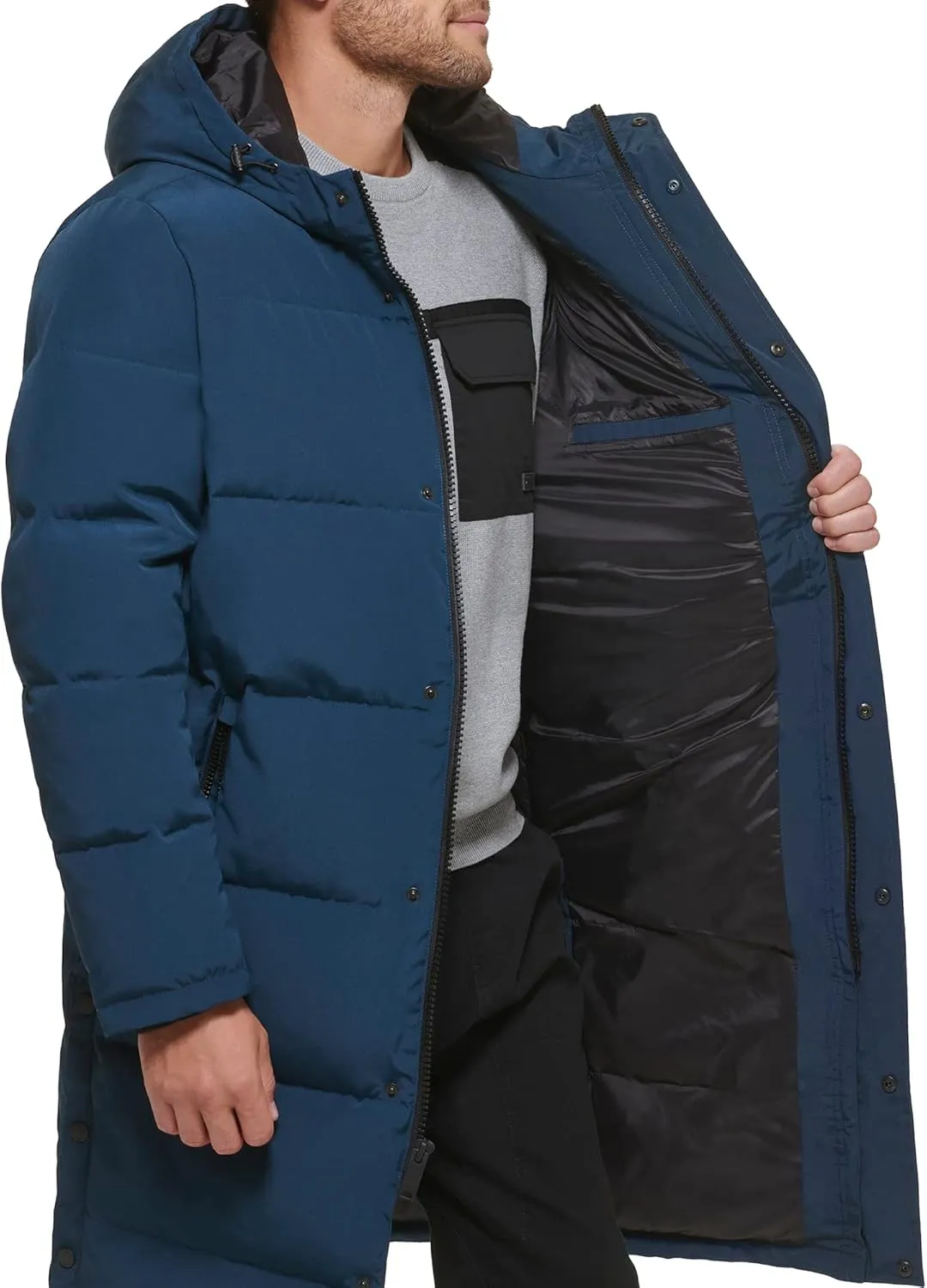 DKNY Arctic Cloth Hooded Extra Long Parka Jacket