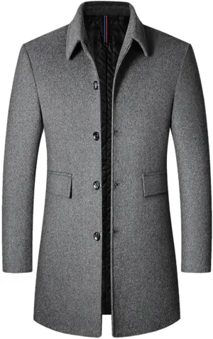 Dninmim Men's Wool Blends Trench Coats Long Winter Jackets Autumn Winter Business Casual Trench