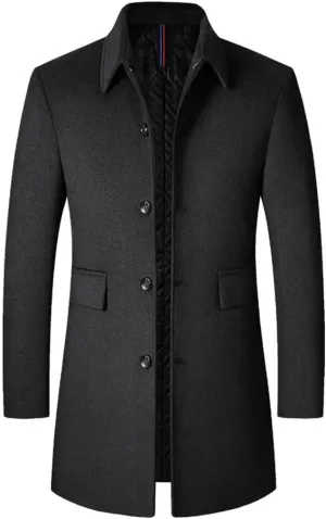 Dninmim Men's Wool Blends Trench Coats Long Winter Jackets Autumn Winter Business Casual Trench