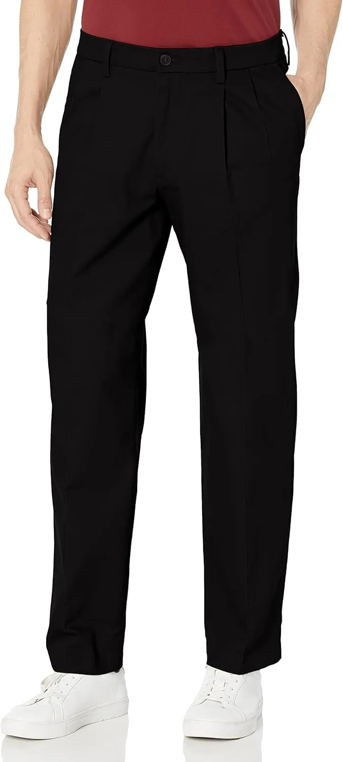 Dockers Men's Classic Fit Signature Lux Cotton Pleated Stretch Pants (Regular and Big & Tall)