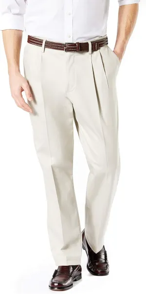 Dockers Men's Classic Fit Signature Lux Cotton Pleated Stretch Pants (Regular and Big & Tall)