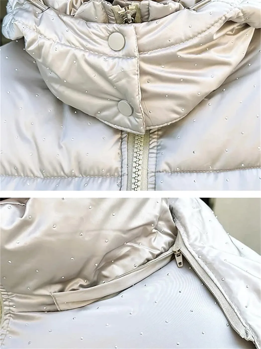 Dvbfufv Women Winter Snowboard Puffer Jacket Solid Hooded Long Parka Coat Female Thicken Warm Cotton Padded Coat