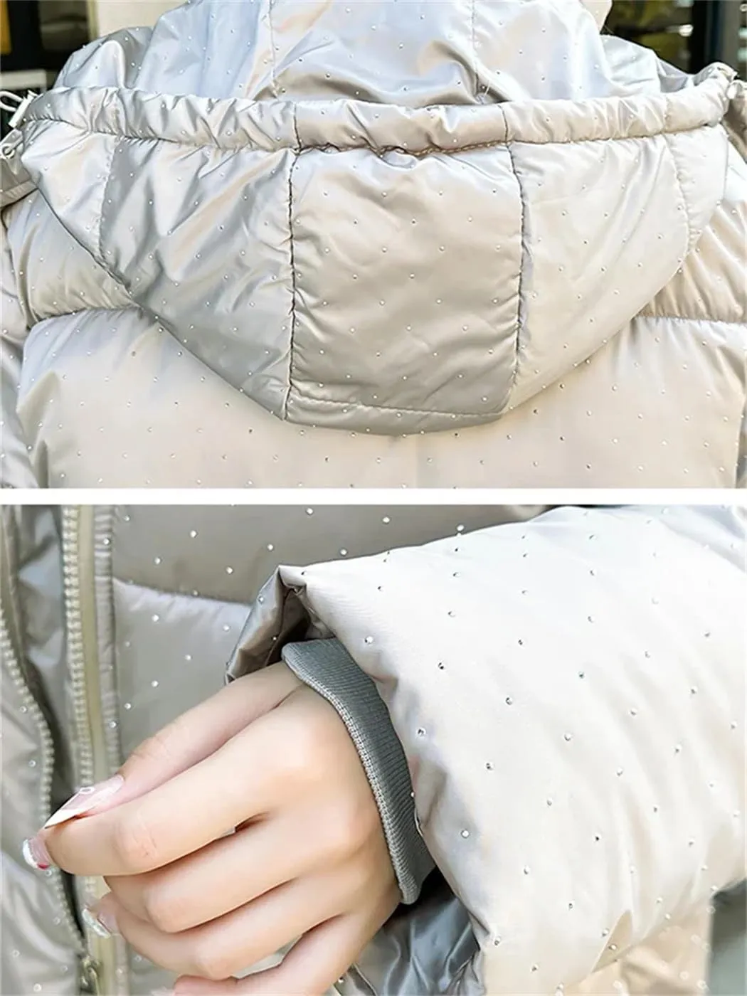 Dvbfufv Women Winter Snowboard Puffer Jacket Solid Hooded Long Parka Coat Female Thicken Warm Cotton Padded Coat