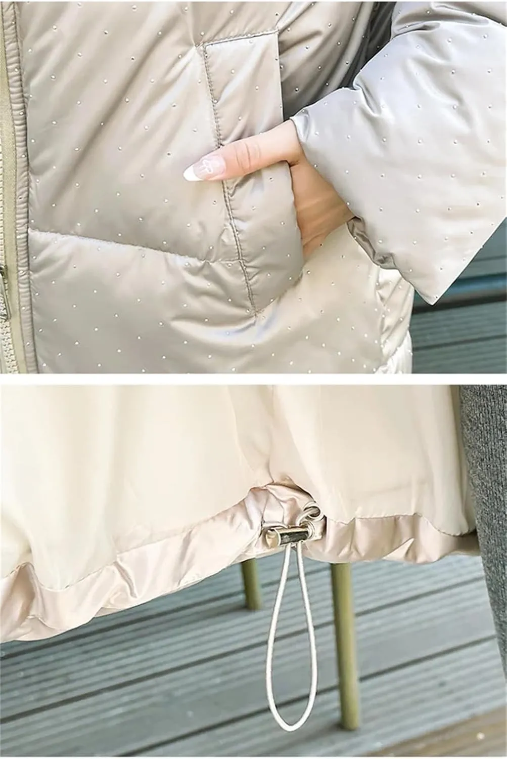 Dvbfufv Women Winter Snowboard Puffer Jacket Solid Hooded Long Parka Coat Female Thicken Warm Cotton Padded Coat