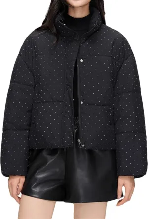 Dvbfufv Women Zipper Pockets Thicken Cotton-Padded Jacket Winter Mock Neck Buttons Jacket Women Warm Parka Coat