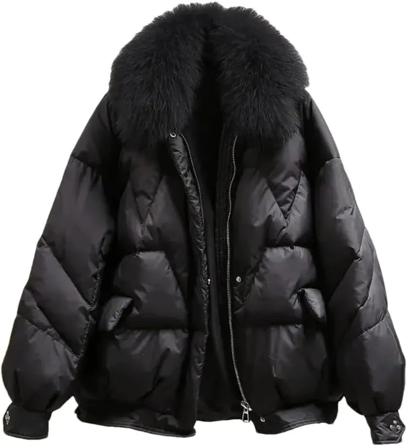 Dvbfufv Women's Fashion Cotton Coat Winter Thickened Warm Loose-Fit Button-Up Jacket Trendy Cotton-Padded Coat
