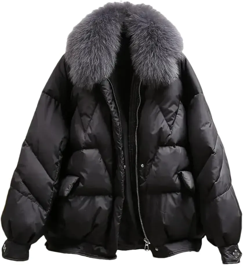 Dvbfufv Women's Fashion Cotton Coat Winter Thickened Warm Loose-Fit Button-Up Jacket Trendy Cotton-Padded Coat