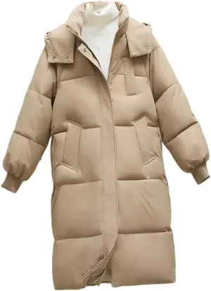 Dvbfufv Women's Long Parka Jacket Winter Slim-Fit Hooded Cotton Padded Coat Windproof Thick Warm Puffer Parka Coat