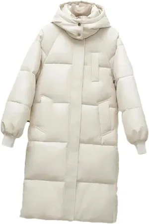 Dvbfufv Women's Long Parka Jacket Winter Slim-Fit Hooded Cotton Padded Coat Windproof Thick Warm Puffer Parka Coat