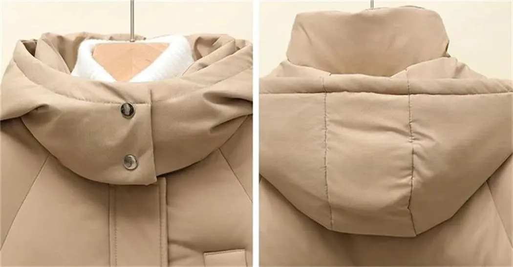 Dvbfufv Women's Long Parka Jacket Winter Slim-Fit Hooded Cotton Padded Coat Windproof Thick Warm Puffer Parka Coat
