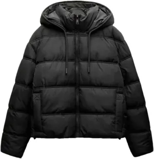 Dvbfufv Women's Winter All-Match Simple Hooded Zipper Pocket Long Sleeve Cotton Padded Coat Loose Casual Jacket