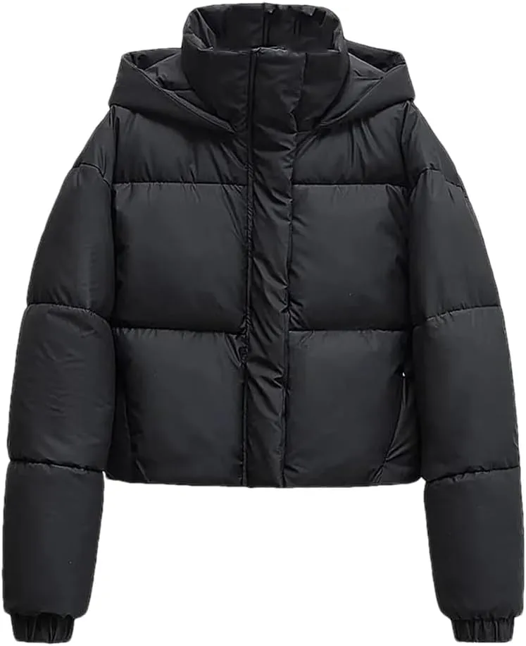 Dvbfufv Women's Winter Jackets Vintage Hooded Cropped Cotton Padded Coats Female Thick Parka Outerwears Tops