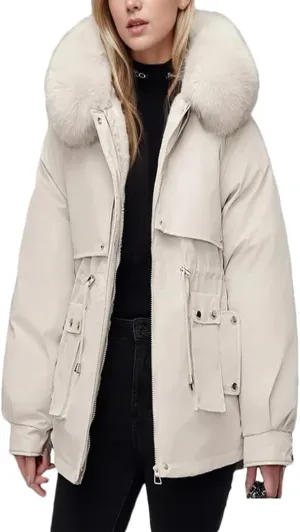 Dvbfufv Women's Winter Padded Jacket Women's Down Cotton Jacket Female Elegant Loose Thicken Warm Parka Coats
