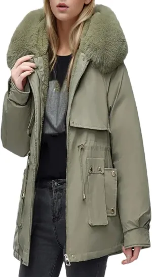 Dvbfufv Women's Winter Padded Jacket Women's Down Cotton Jacket Female Elegant Loose Thicken Warm Parka Coats
