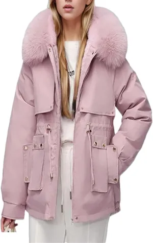 Dvbfufv Women's Winter Padded Jacket Women's Down Cotton Jacket Female Elegant Loose Thicken Warm Parka Coats